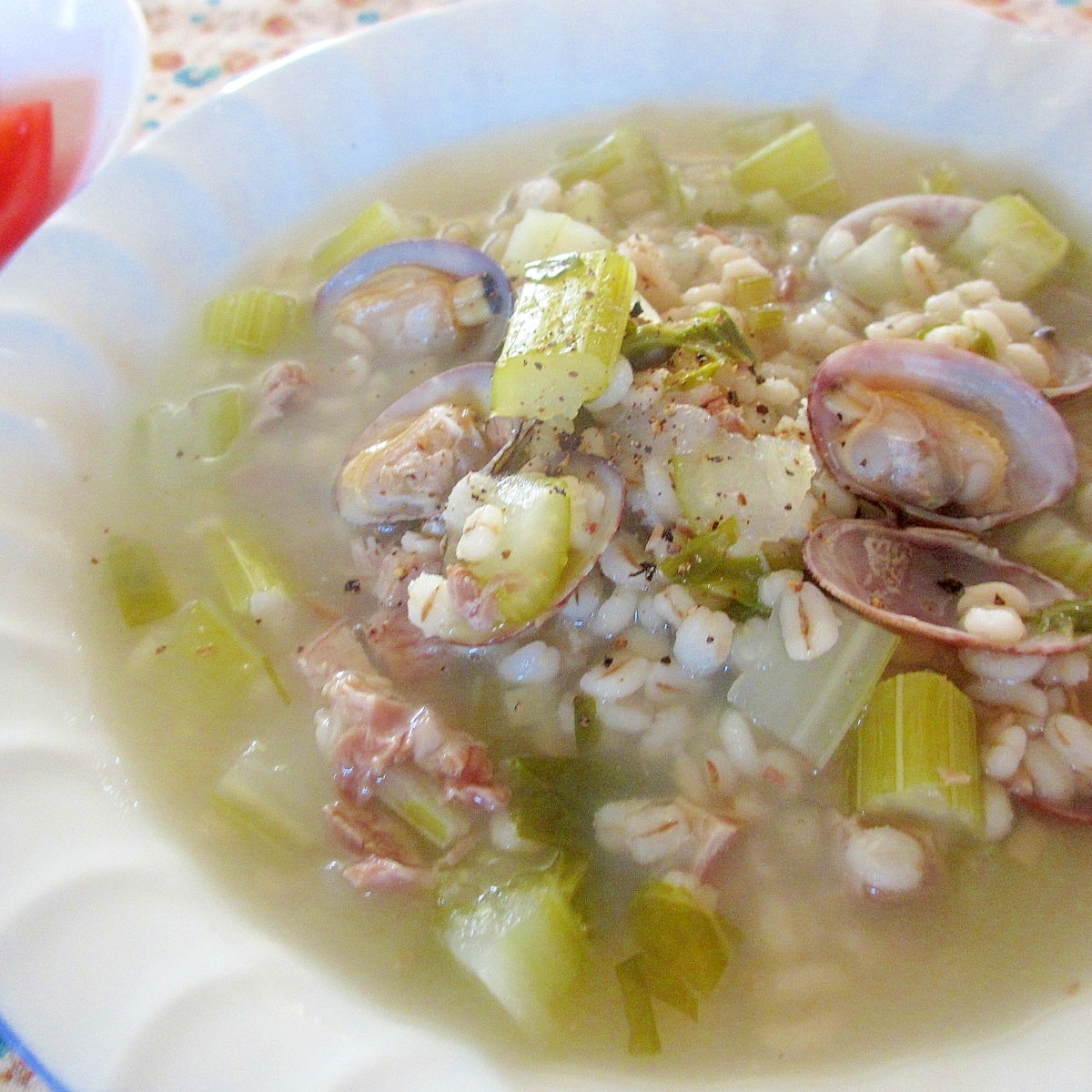 アサリと押し麦 セロリのスープ レシピ 作り方 By Mococo05 楽天レシピ